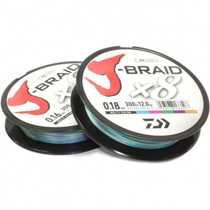 Шнур DAIWA J-Braid X8 0,22мм 300м multicolor 12755-122